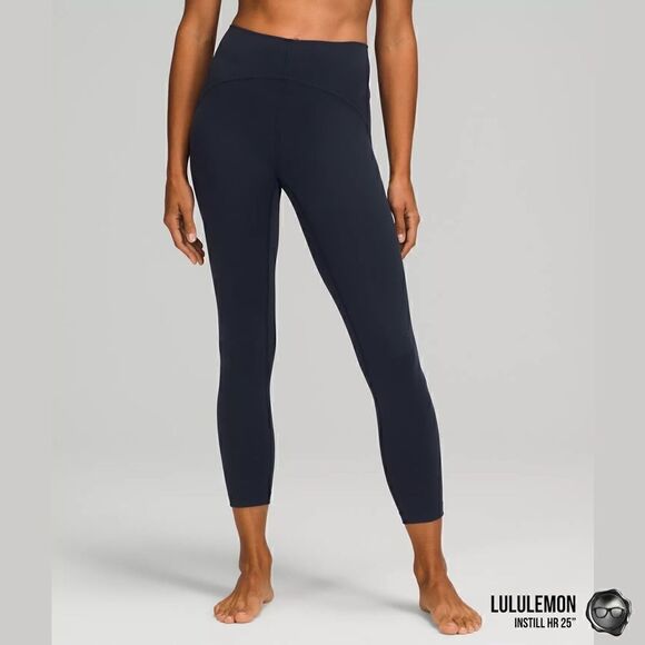 LULULEMON INSTILL HIGH RISE TIGHT 25” IN TRUE NAVY WOMEN SIZE 8 LEGGINGS PETITE - Picture 2 of 14